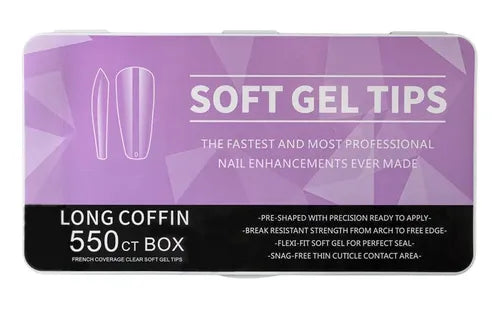 Tips soft gel long coffin 550pcs