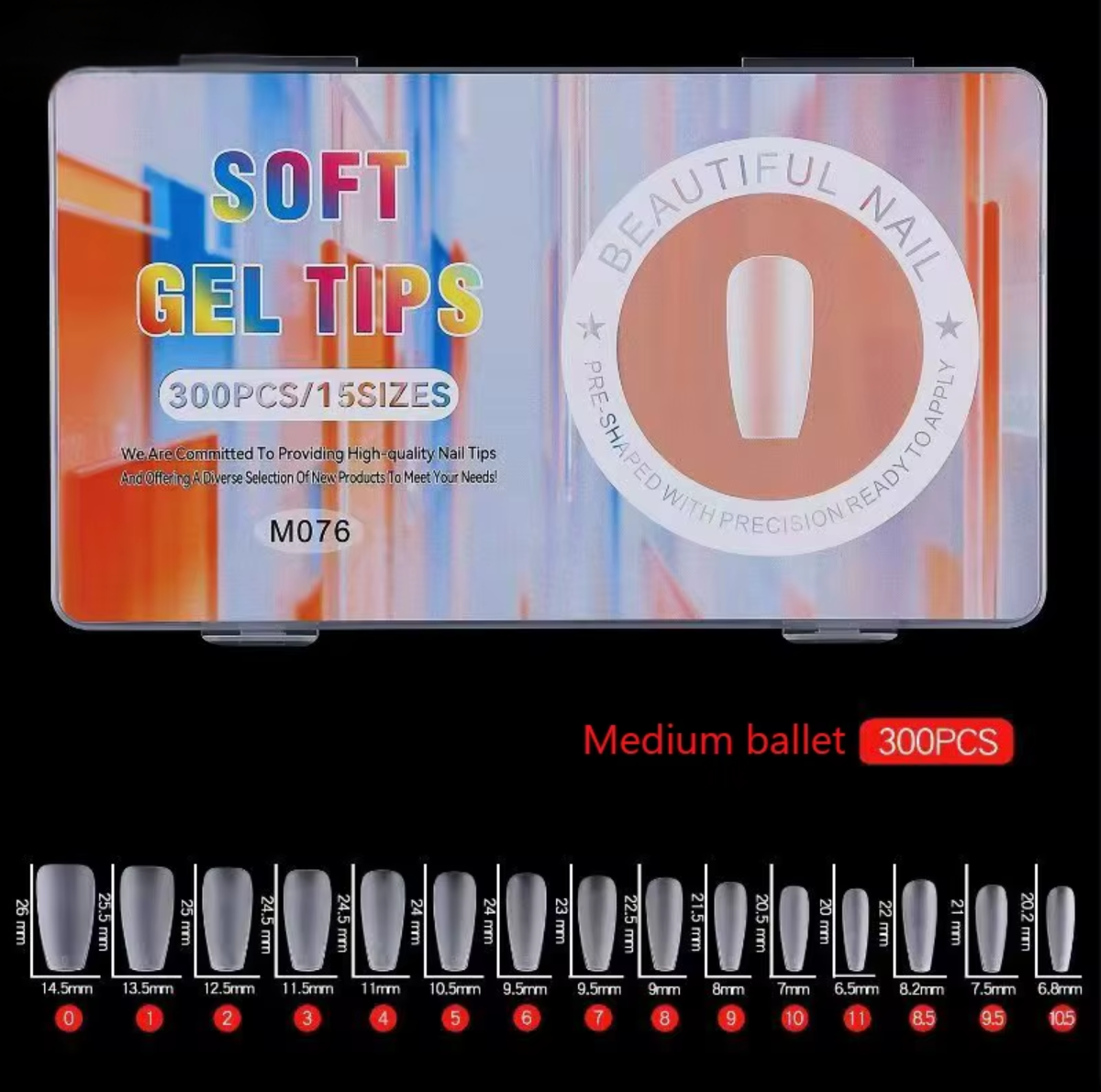 Soft gel coffin BEAUTIFUL NAIL 300pcs