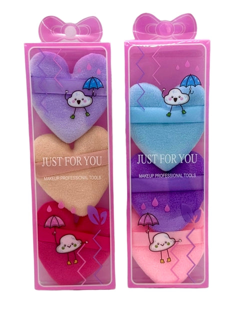 Set x 3 esponjitas corazones