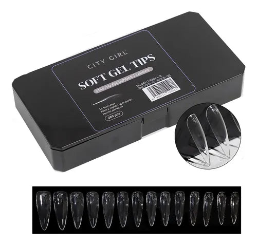 Tips soft gel STILETTO ESCULPIDAS LARGAS CITY GIRL