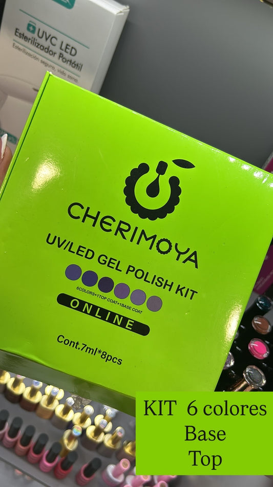 Kit de 6 colores más base y top de cherimoya