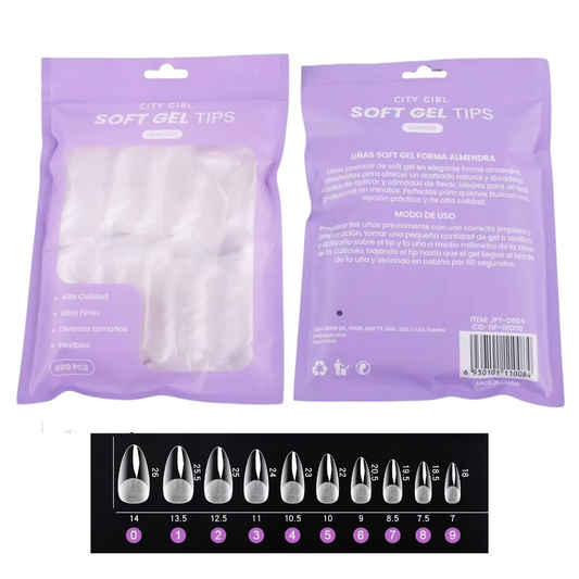 Soft gel tips ALMENDRA City girl 600u