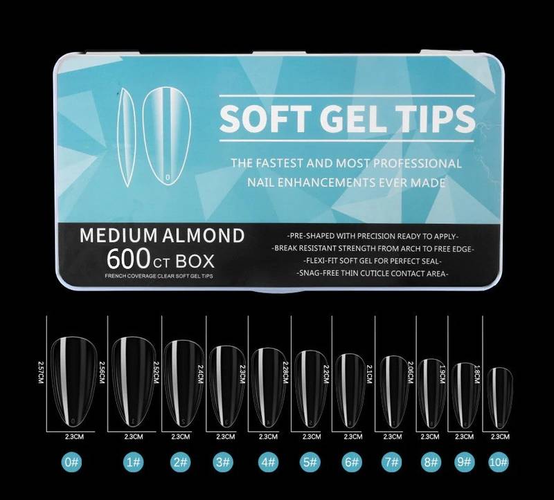 Tips soft gel almendra medium 600 PCs