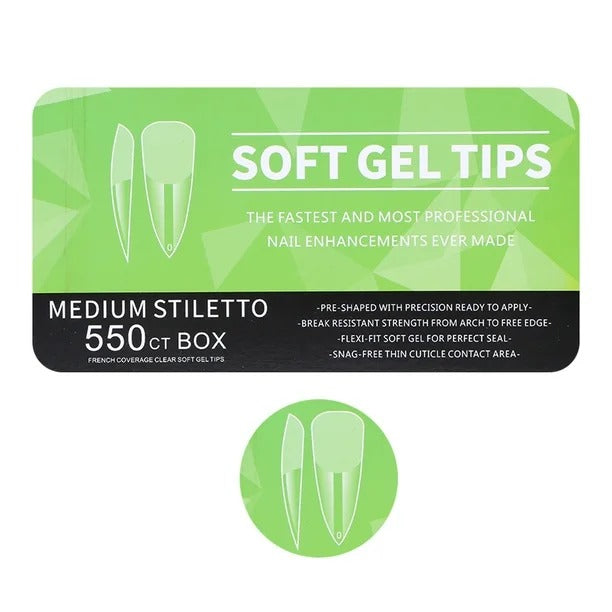 Tips soft gel médium STILETTO 550 pcs
