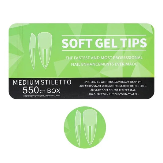 Tips soft gel médium STILETTO 550 pcs