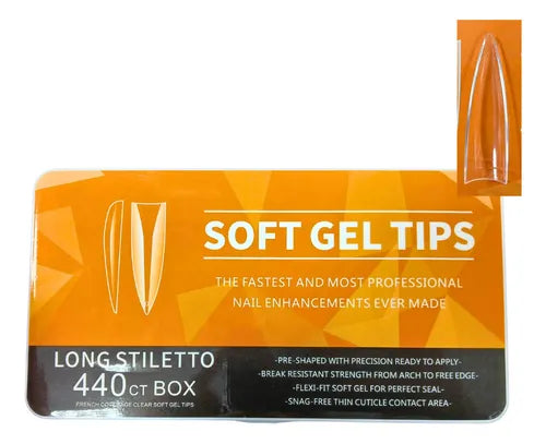 Tips soft gel long STILETTO 440ct box